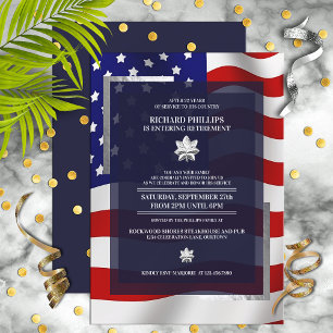 US-Flagge/silberes Party für das militärische Ruhe Einladung