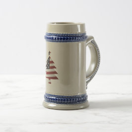 US Flagge Snowy Christmas Tree Patriotic Bierglas