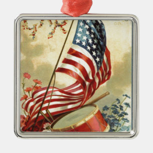 US-Flagge Trommel Vergissmeinnicht Blumen Ornament Aus Metall