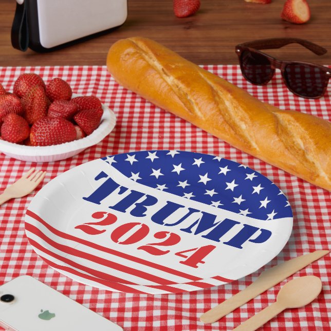 US-Flagge Trump 2024 Republikanische Papierplatte Pappteller (Picknick)