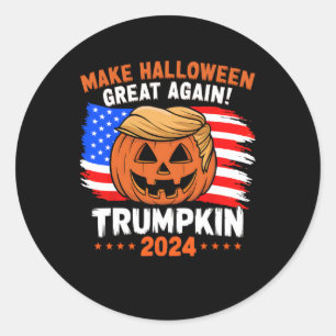 US-Flagge Trumpkin Halloween 2024 Halloween Gr Runder Aufkleber