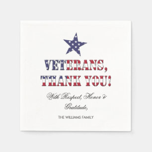 US Flagge Typografy Veterans Vielen Dank Serviette
