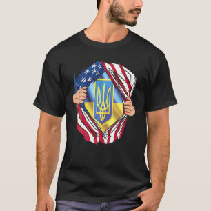 US-Flagge Ukrainische Blood American Support Ukrai T-Shirt