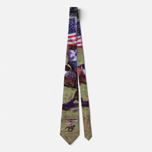 US-Flagge und Pferdewächter Amerikanische Rodeo Ar Krawatte (Vorderseite)