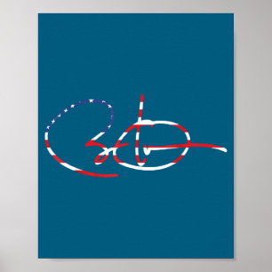 Us Flagge Unterschrift 44-48 Obama für Präsident & Poster