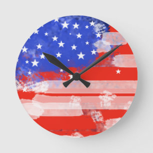 US-Flagge / US Flagge Runde Wanduhr