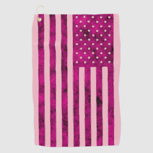 US Flagge US-Flagge Sketchdesign in Rosa Golfhandtuch