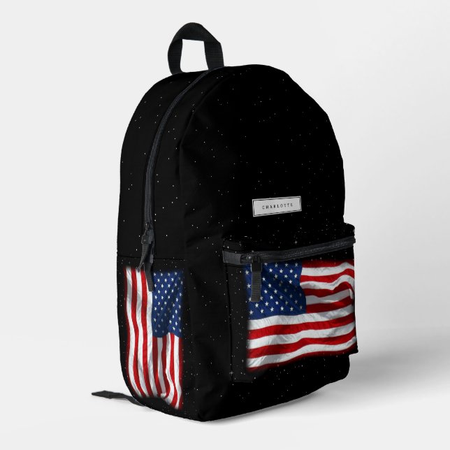 US Flagge USA Patriotische amerikanische Flagge Bedruckter Rucksack (Rückseitige Ecke links)