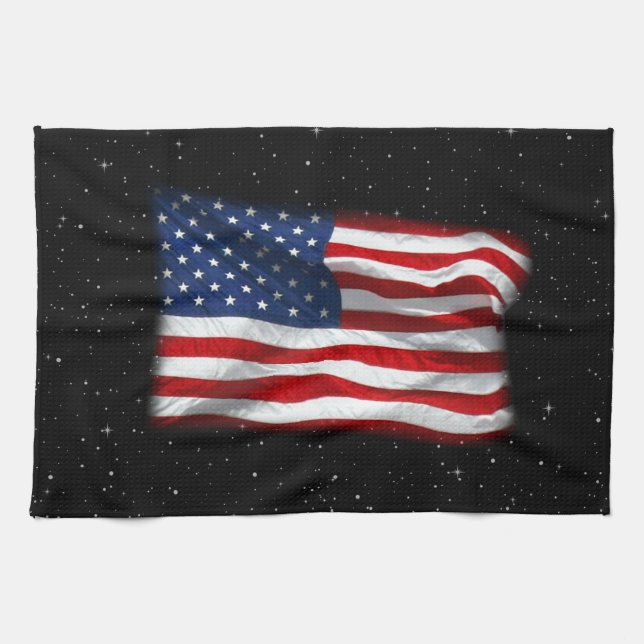 US Flagge USA Patriotische amerikanische Flagge Geschirrtuch (Horizontal)