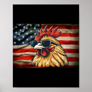 US-Flagge Vintage Hahn Lustiger Hühnerfarm Männer Poster