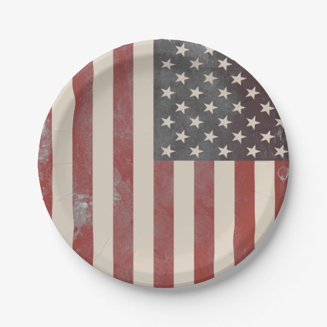 US Flagge-Vintager AmericanapapierTeller Pappteller (Vorderseite)