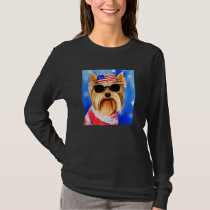 US-Flagge Yorkshire Terrier Hund Patriotisch Ameri T-Shirt