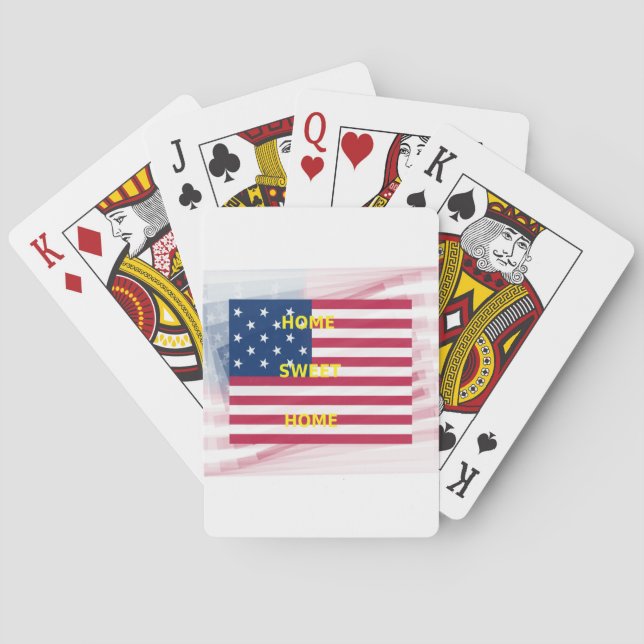 US-Flagge "Zuhause Sweet Zuhause" Art Print Spielkarten (Rückseite)
