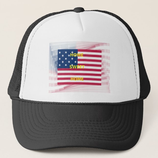US-Flagge "Zuhause Sweet Zuhause" Art Print Truckerkappe (Vorderseite)
