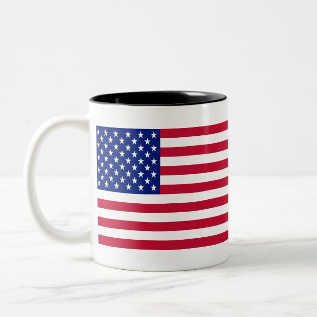 US Flagge Zweifarbige Tasse (Links)
