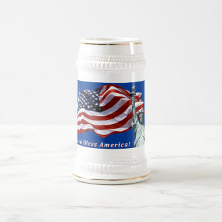 US-Flaggen-Freiheit Stein - Gott segnen Amerika W Bierglas