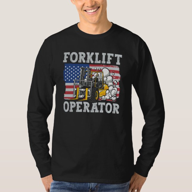 US-Flaggen-Gabelstaplerbediener T-Shirt (Vorderseite)