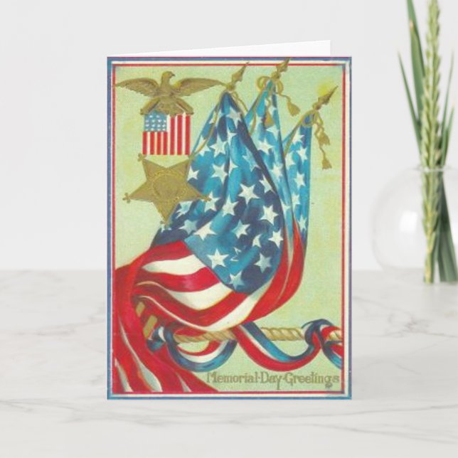 US-Flaggen-Goldstern-Eagle-Volkstrauertag Karte (Vorderseite)