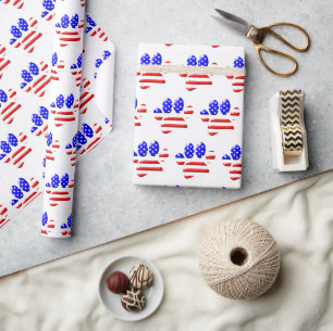 US-Flaggen-Hundepfotenabdruck Geschenkpapier