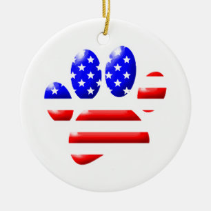 US-Flaggen-Hundepfotenabdruck Keramik Ornament