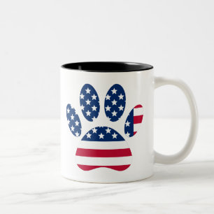 US-Flaggen-Hundepfotenabdruck Zweifarbige Tasse