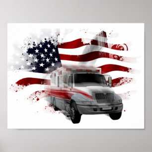 US-Flaggen-Krankenwagentelefon-Kasten EMT Poster