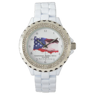 *~* US-Flaggen-Militärveteranen-roter weißer Armbanduhr