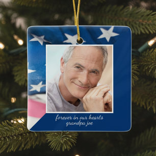 US-Flaggen-Veteranen-Patriotisches Gedenkfoto Keramikornament