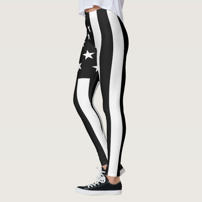 US-Flaggenamerikaner Schwarz-weiß Leggings (Links)