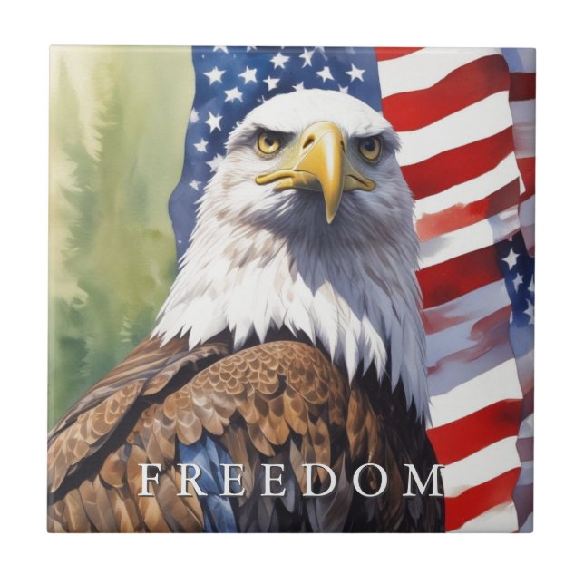 US-Flaggenfreiheit Adler Motivierend Inspiration Fliese (Vorderseite)