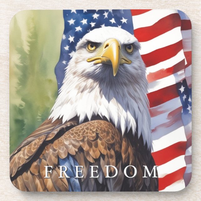 US-Flaggenfreiheit Adler Motivierend Inspiration Getränkeuntersetzer (Vorderseite)