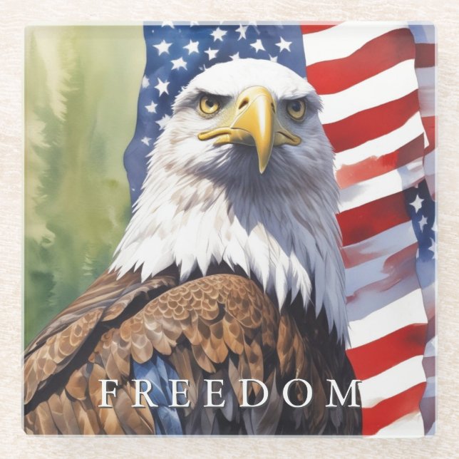 US-Flaggenfreiheit Adler Motivierend Inspiration Glasuntersetzer (Vorderseite)