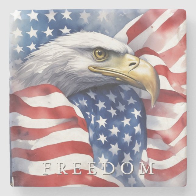 US-Flaggenfreiheit Adler Motivierend Inspiration Steinuntersetzer (Vorderseite)