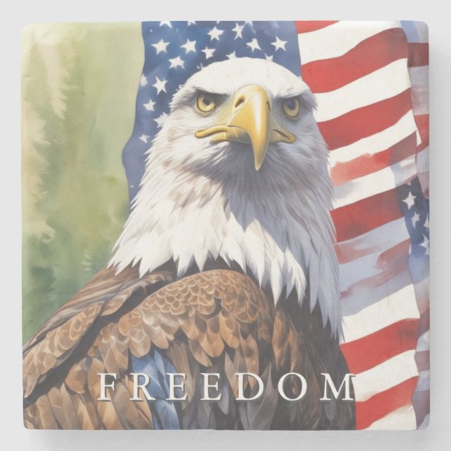 US-Flaggenfreiheit Adler Motivierend Inspiration Steinuntersetzer (Vorderseite)