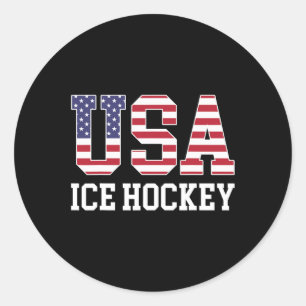 US-Flaggenhockey-Spieler - Amerikanischer Eishocke Runder Aufkleber