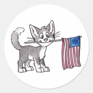 US-Flaggenkatze Runder Aufkleber