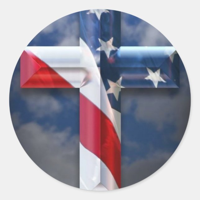 US-Flaggenkreuz Runder Aufkleber (Vorderseite)
