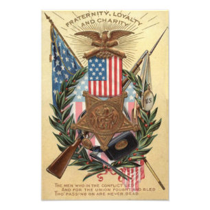 US-Flaggenmedaille Wreath Rifle Bayonet Fotodruck