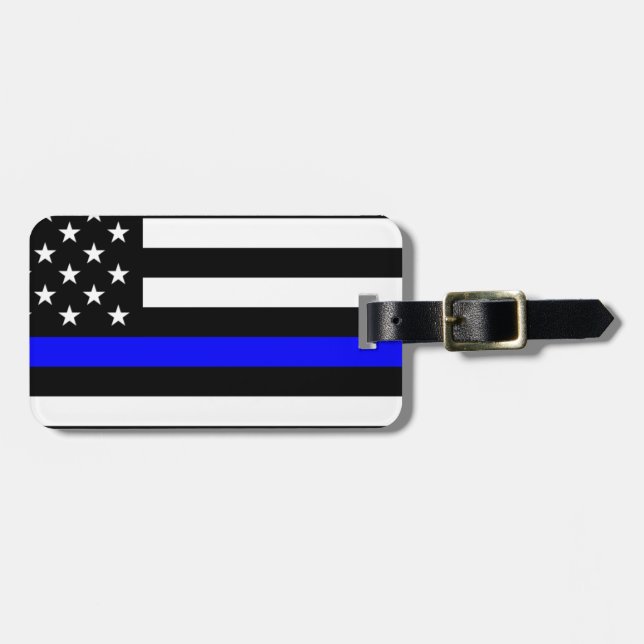- US-Flaggenpolizei Thin Blue Line Gepäckanhänger (Vorderseite horizontal)