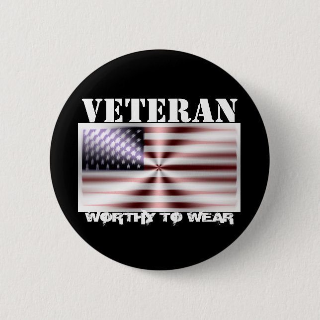 US-Flaggenschild - Veteran - es lohnt sich zu trag Button (Vorderseite)
