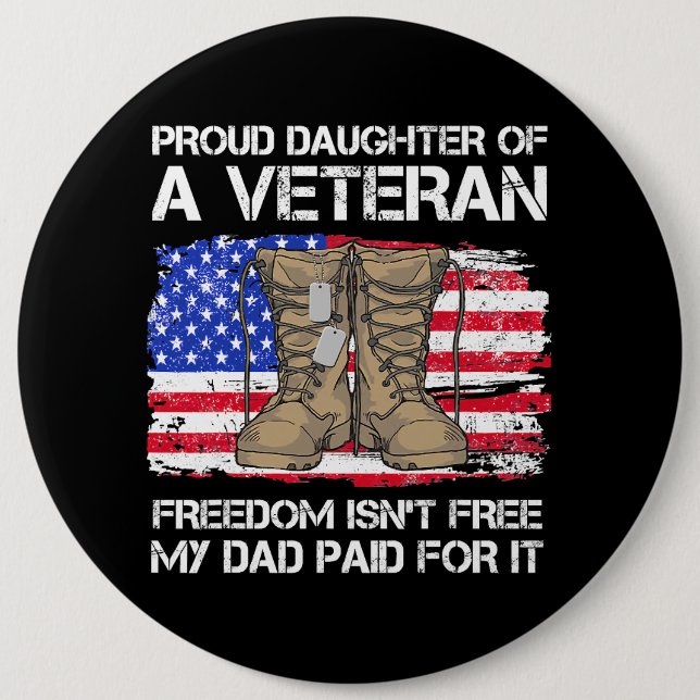 US-Flaggenstolz-Tochter eines erfahrenen US-Militä Button (Vorderseite)