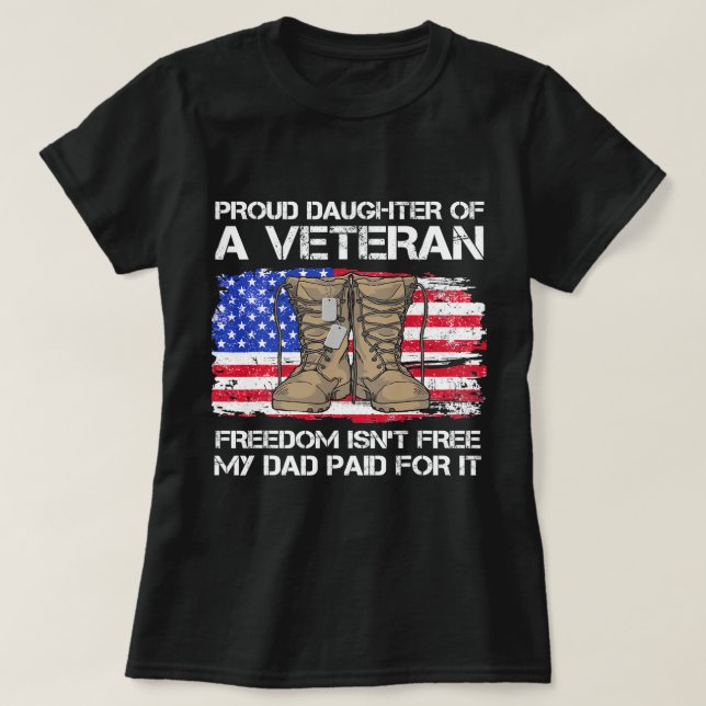 US-Flaggenstolz-Tochter eines erfahrenen US-Militä T-Shirt (Design vorne)