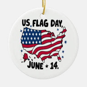 US-Flaggentag Amerikas 250. Geburtstag - US-Flagge Keramik Ornament