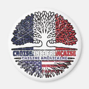 US Französisch Frankreich Amerika Baum Wurzeln Fla Magnet