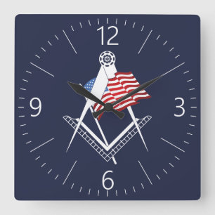 US-Freimaurersymbol Quadratische Wanduhr