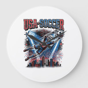US-Fußball Skelett Stürmer Nationen Premium Sport Große Wanduhr