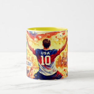 US-Fußballfan-Feier-Wasserfarbenkunst Zweifarbige Tasse