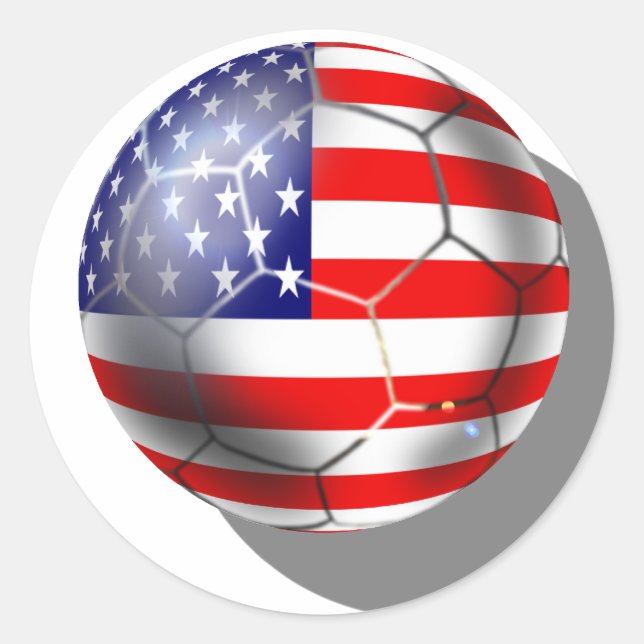 US-Fußballmannschaft Fans von US Flagge-Fahnenball Runder Aufkleber (Vorderseite)