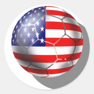 US-Fußballteam lockert US Flaggeflaggenball auf Runder Aufkleber