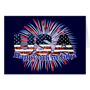 US-Glitzer mit Textflagge Feuerwerk am 4. Juli